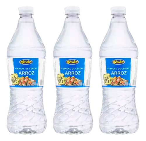 Vinagre Kenko De Arroz Cereal 750ml P/ Comida Oriental 3 Und