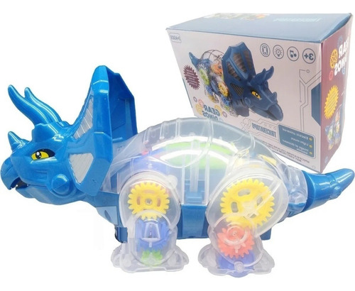 Dinosaurio Robot Engranes Triceratops Camina Luz Y Sonido