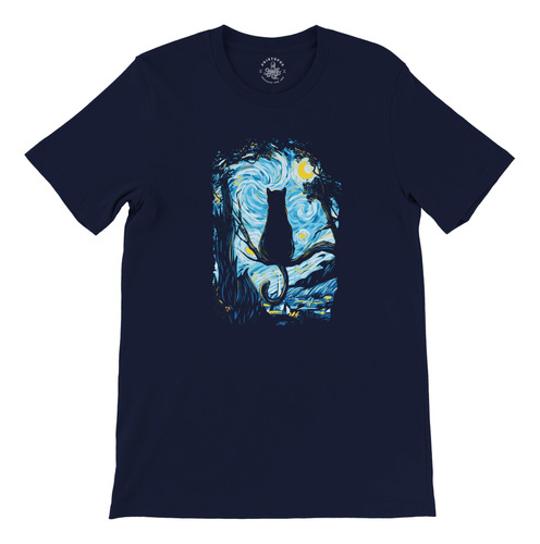Camiseta Gato Van Gogh - Noche Estrellada Felina