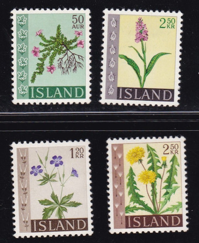 Islandia Flores 4 Sellos Tematicos Diferentes
