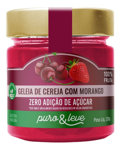 Geleia De Cereja Com Morango Zero Açucar 100% Fruta Natural