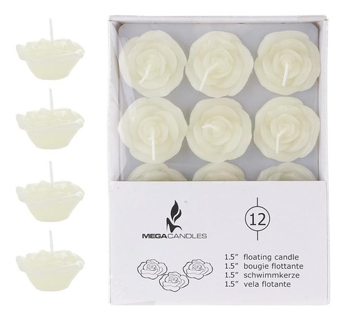 Mega Candles 12 Velas Flotantes De Petalos De Rosa Marfil S