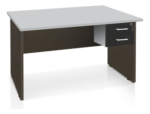 Escritorio Con Cajonero Patas Madera 150 Cm Línea Office Color Gris Con Negro