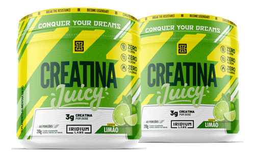 Kit 2x Creatina Juicy - 210g - Iridium Labs Sabor Limão