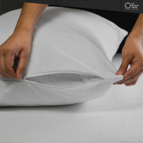 6 Protectores De Almohada Antilíquidos Con Capa De Algodón Color Blanco Liso