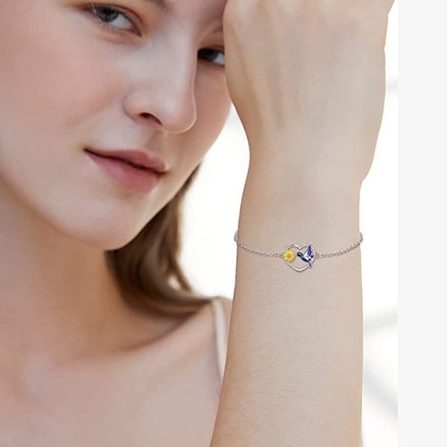Imagen 2 de 7 de Pulsera Colibrí Corazon Girasol Plata Fina 925 Regalo Mujer