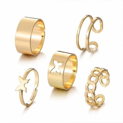 Imagen 2 de 9 de Juego De Anillos Vintage Abiertos De Punk Rock Para Mujer
