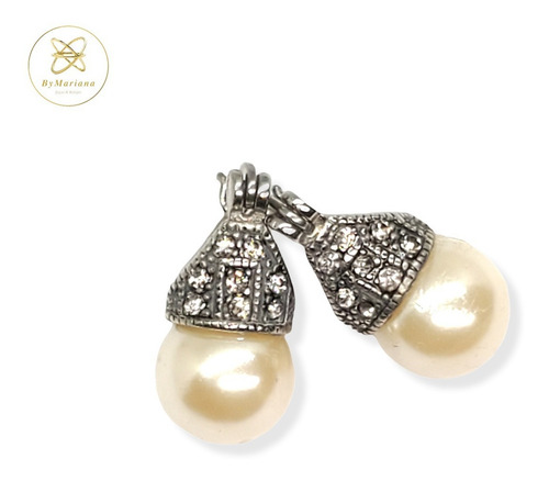Imagen 2 de 8 de Aros Acero Quirurgico Cardinal Lady Di Perla Blanca 10mm