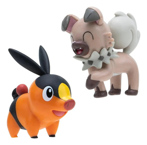 Pokemon Battle Muñeco Articulado Tepig & Rockruff Original 