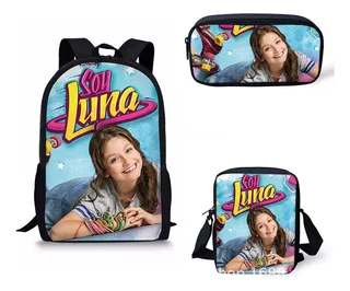 Mochila Feminina Soy Luna De Três Peças Para Estudantes De G