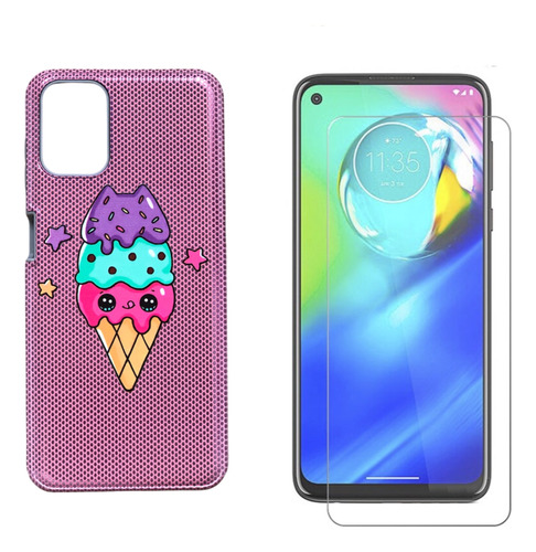 Funda Alto Impacto Holo Ice Cream + Glass Para Moto G9 Plus