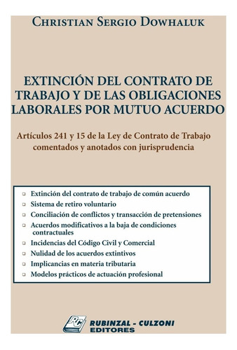 Extinción Contrato Trabajo Mutuo Acuerdo Dowhaluk | Envío gratis