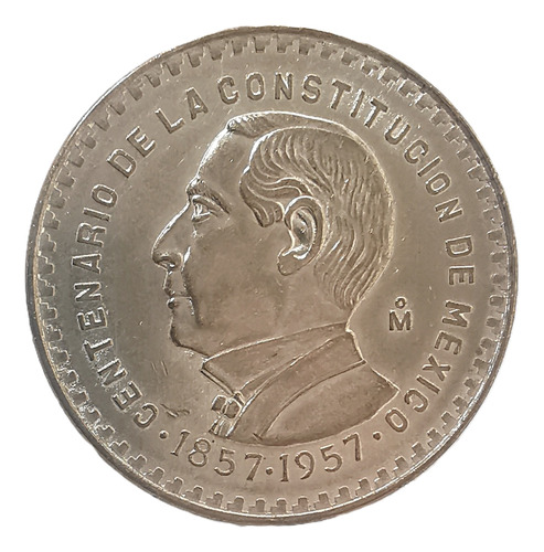 1 Un Peso Juárez Plata Aniversario De La Constitucion 1957