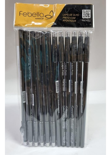 Kit 12 Lápis Preto Olhos Delineador Com Apontador Atacado