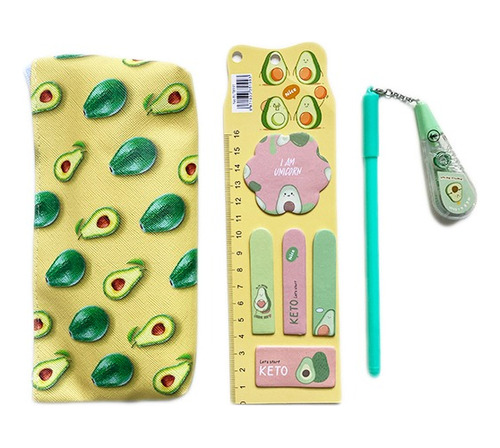 Set Papelería Palta / Estuche / Lápiz / Nota Adhesiva