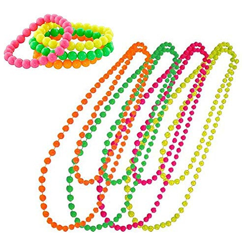 Neon Plastic Beads Collar Pulseras 80s Disco De Lujo Di...