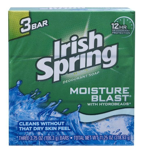 Irlands Primavera Humedad Blast Desodorante Bao Barra, 4 Oz,