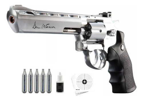 Airgun Revolver Asg Dan Wesson 6 Chumbinho Silver 4.5mm Co2