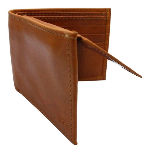 Cartera Bifold Premium Hombre Cierre Interno Piel Genuina Color Miel