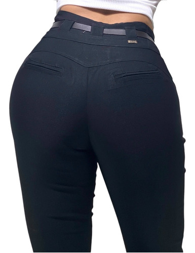 Pantalones Dama Oficina Jeans Hosanna Levanta Pompa Negro