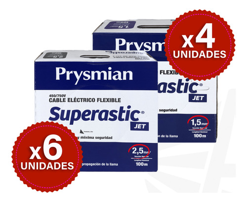 Cable Unipolar Superastic Prysmian 2.5 X600mts Y 1.5 X400mts