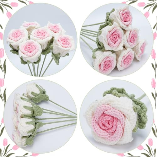 Ramo De Flores De Ganchillo Hecho A Mano 10 Unids Rosas Arti