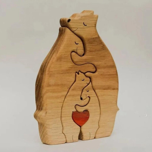 Ff Rompecabezas De Madera Con Forma De Oso Familiar,