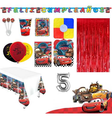 Kit Infantil Decoración Fiesta - Cars X20 Invitados