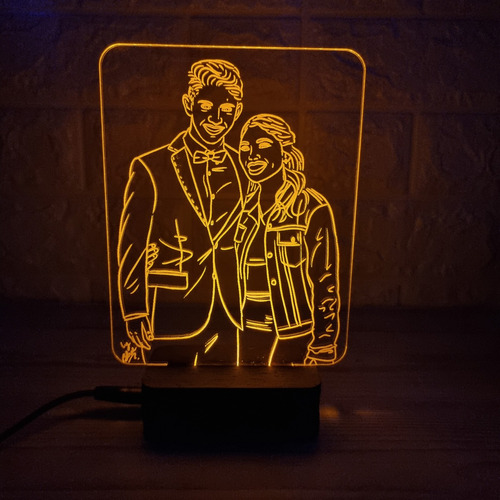 Lámpara Acrílico Led Silueta Pareja Personal 220v Regalo 