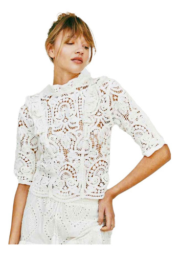 Blusa Mujer Importada Camisa Broderie Crochet