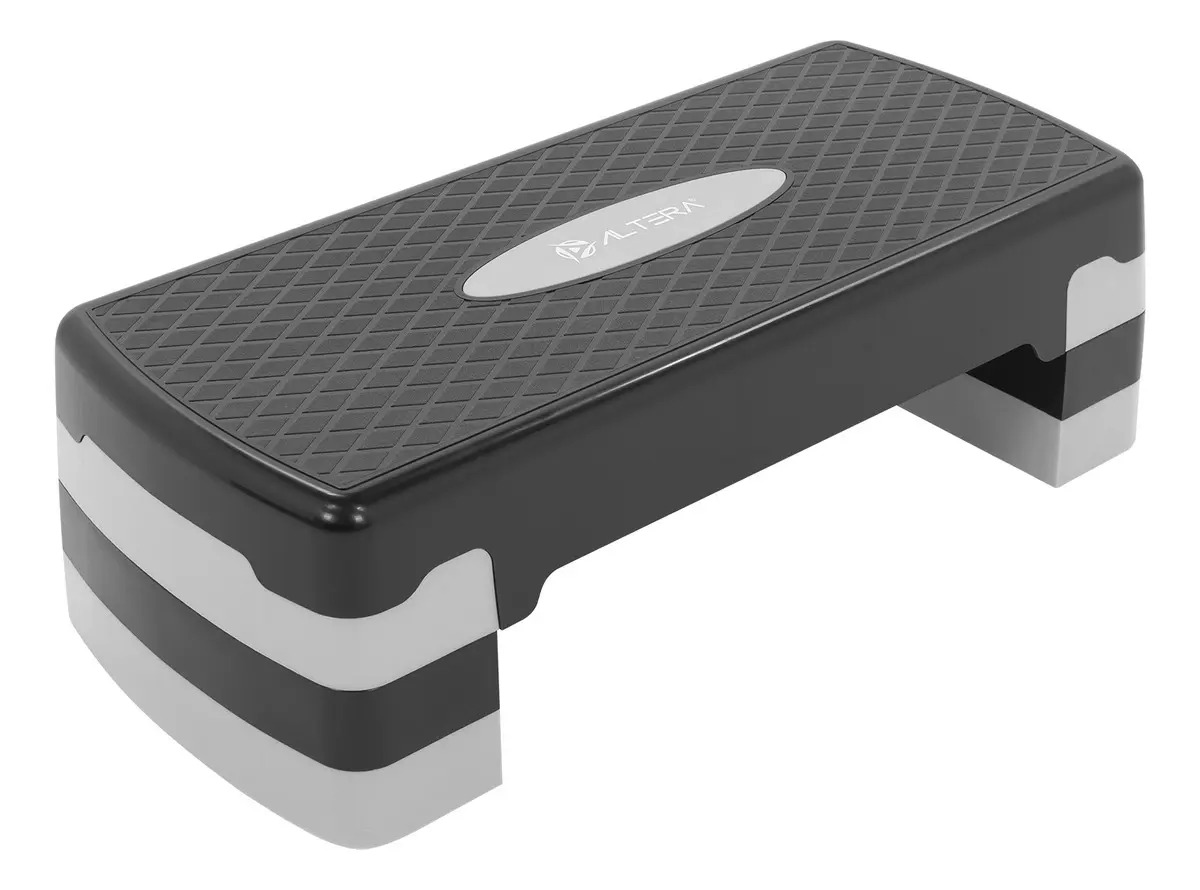 Banco Step Altera Ejercicio Fitness Gym Ajustable 3 Alturas Color Negro/Gris