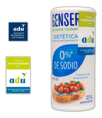Imagen 1 de 4 de Genser Dietética 0% De Sodio 90 Grs. Sello Adu -diabetes