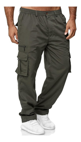 Straight-fit Cargo Pant Jogging Para Hombre Multi-bolsillo