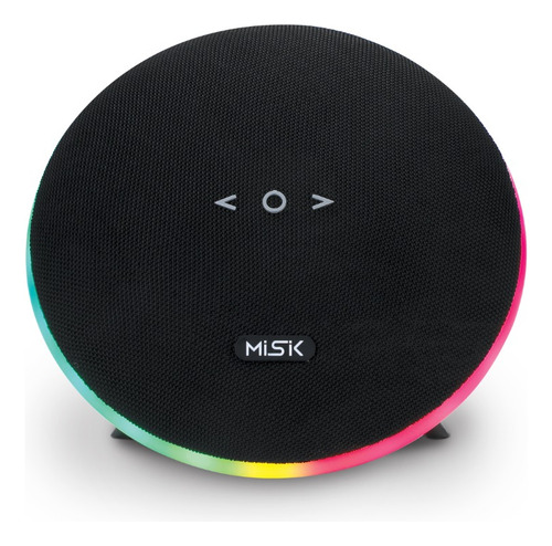 Bocina Misik Ms244 Portátil Bluetooth Negra Con Led