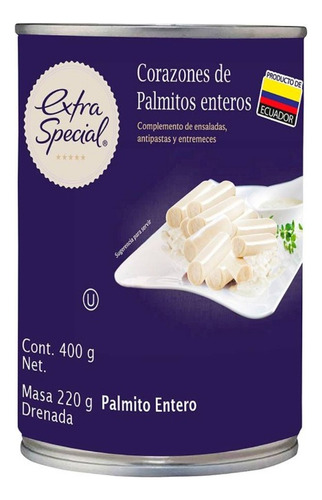 3 Pza Corazones De Palmitos Extra Special Enteros 400 G