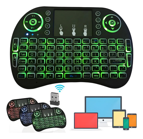 Mini Teclado Inalámbrico Airmouse Android Smart Tv Iluminado