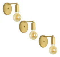 Comprar Kit 3 Arandelas Parede Lavabo Sala Cama Garagem Dourado E27