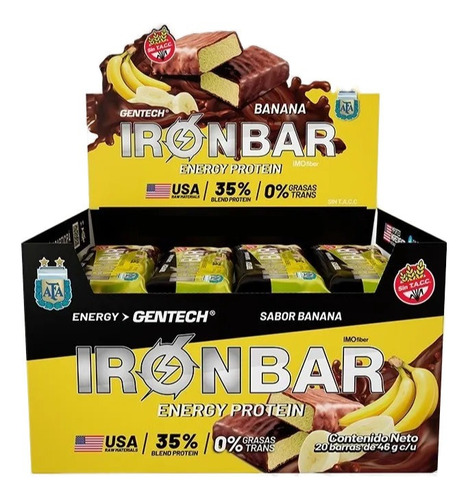 Protein Iron Bar Gentech 20 Barras Pura Proteína En Barra