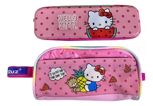 Set De Lapiceras Ruz Hello Kitty Rigida Y Metalica 2pz