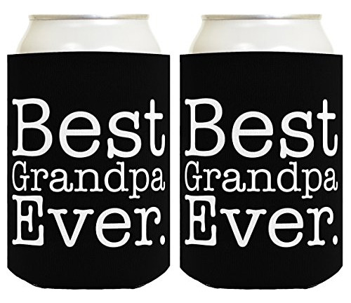 Funny Beer Coolie Best Grandpa Ever, Paquete De 2 Latas Negr