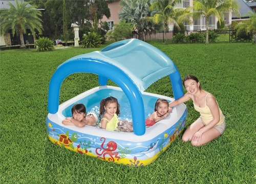 Imagen 8 de 8 de Pileta Inflable Cuadrada Techo Desmontable Bestway 52192