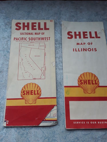 2 Mapas Antiguos Shell - Usa - Illinois - Southwest