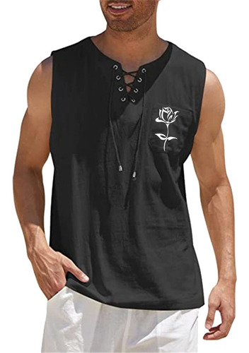 Camiseta Sin Manga Muscular Para Hombre Algodon Lino