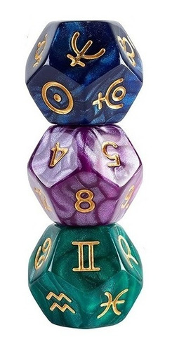 Dados Astrológicos + Instructivo / Piedras, 2x2cm Opaco