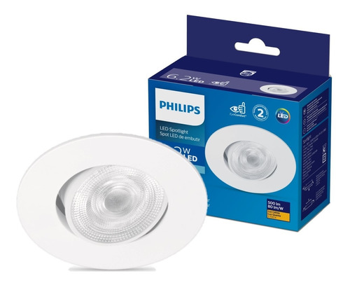 Ampolleta Led Philips Con Spot Para Embutir 6.2w Luz Calida