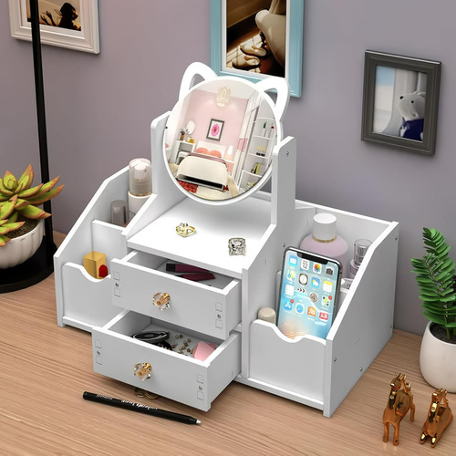 Lindo Organizador De Maquillaje Multifuncional Con Espejo