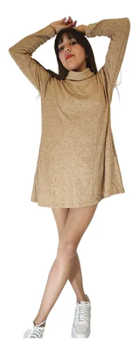 comprar Vestido Polera Corto De Lanilla Amplio Elastizado Bolsillos 