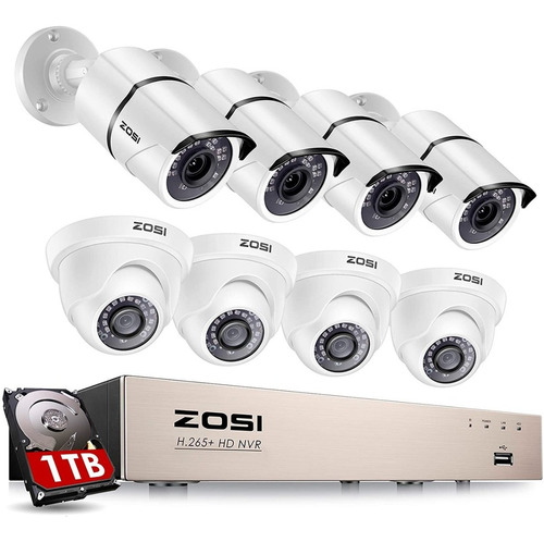 Sistema De Seguridad Zosi Dvr 8ch 4bullet 4domo 1tb Bagc