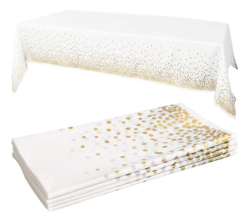 Mantel Desechable Dorado Y Blanco 137 X 274 Cm Pack 4