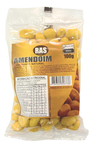 Amendoim Torrado Crocante Natural 100g - Nutritivo Saudável